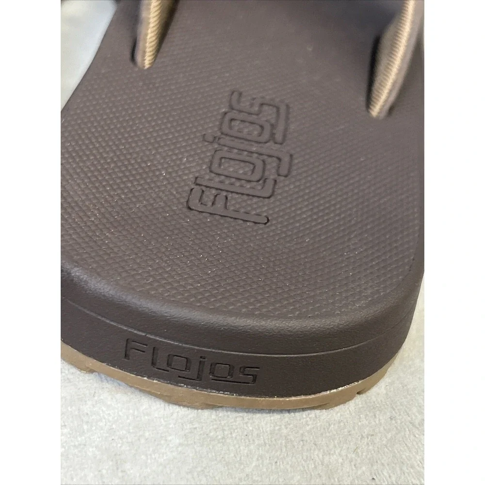 FLOJOS Men's Size 8 Flip Flop Sandals Dark Brown Shoes Beach Vacation‎ Walking